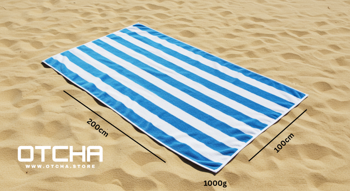 ⁦OTCHA Jumbo Beach & Pool Towel - 100x200cm (1000 Grams) -  100% Cotton Oversized Bath Sheet - Highly Absorbent,⁩ - الصورة ⁦3⁩