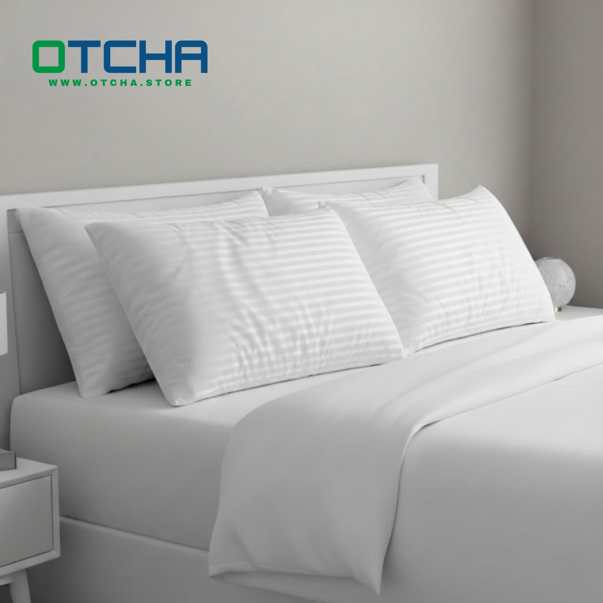 2 Pillow Cases White Striped3 2 Pillow Cases White Striped - الصورة 1