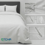 Duvet cover set  Stripe, 1cm, White