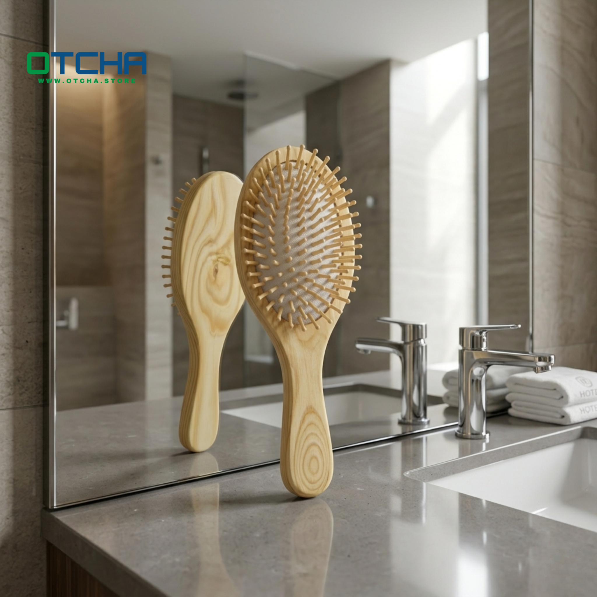 WOODEN BRUSH WHITE 2 All-Wood Hairbrush (white) - Image 1
