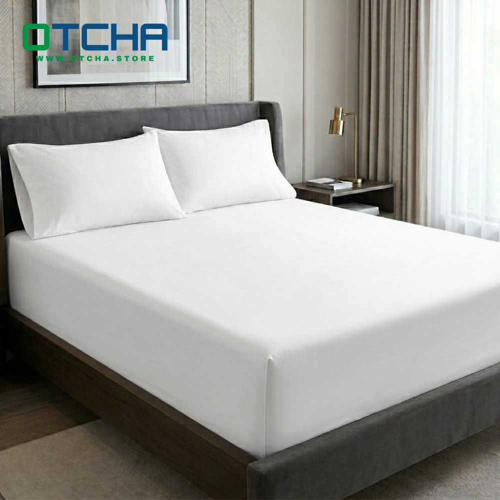 Flat Sheet 2 pillow cases 280x260 White Plain flat Sheet Set with 2 Pillowcases - الصورة 1