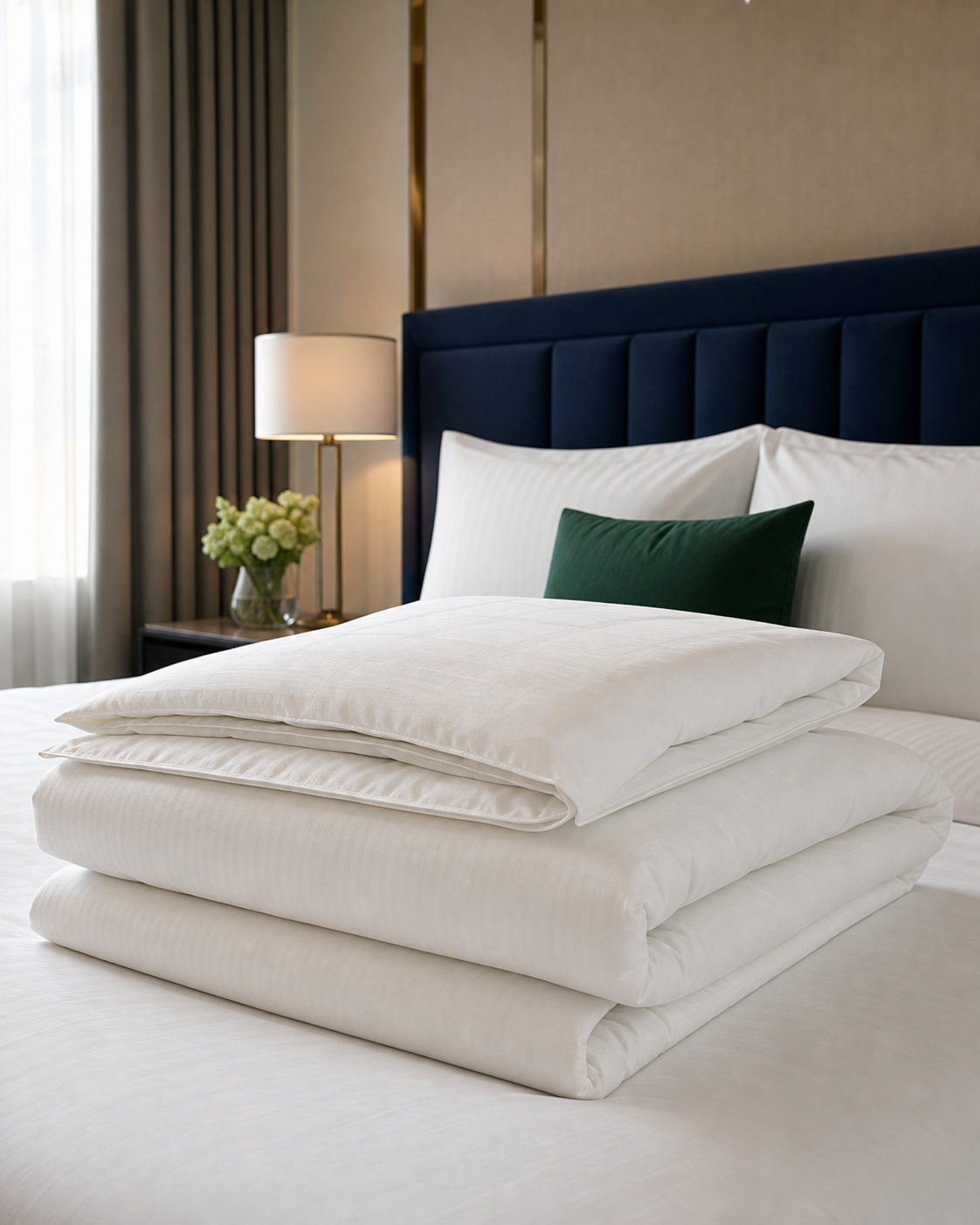 Luxury white hotel duvet and duvet cover